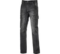 JEANS STETCH DIADORA DENIM STONE-WASHED 6 POCHES NOIR DELAVE - 172115C62080