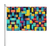 Diagramma geometrico quadrato Bandiera bifacciale 3 x 5FT. Bandiera esterna a tre strati pesante su entrambi i lati, 0,9 x 1,5 m, striscione da giardino in poliestere.