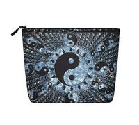 Diagramma Ying Yang impermeabile di grande capacità con cerniera viaggio d'affari viaggio casa multifunzionale borsa per il trucco borsa portamonete, Nero , Taglia unica