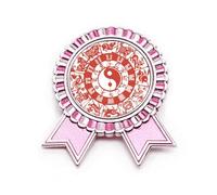 Diagrammi cinesi Taiji Yin-yang Zodiac Badge Spilla Pin Rosa Vincitore Award Medaglia, Medio, Metallo