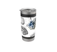 Diagrammi del cervello di anatomia con grafica neurologica floreale blu Bicchiere termico in acciaio inox doppia parete