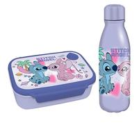 Diakakis Disney Stitch & Angel - Set per il pranzo per bambini e borraccia in alluminio, senza BPA, per ragazzi e ragazze, contenitore per sandwich da 800 ml e borraccia da 500 ml per scuola, viaggi e