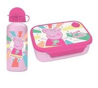 Diakakis Peppa Pig - Set di portapranzo per bambini, contenitore per sandwich e borraccia in alluminio da 500 ml, per scuola, viaggi, senza BPA
