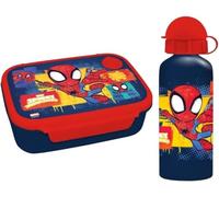 Diakakis Set per il pranzo per bambini, con contenitore per sandwich e bottiglia d'acqua in alluminio da 500 ml, per scuola, viaggi, senza BPA (Spidey 3)