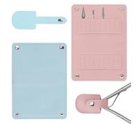 Diakey Confezione da 4 custodie per punte da trapano per unghie e manicotti per tagliacuticole, 16 scomparti per punte da trapano per unghie e tagliacuticole, custodia per manicure, blu e rosa.