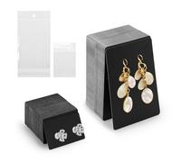 Diakey Set di 200 biglietti per orecchini con sacchetti, 2 misure, 200 espositori per orecchini, con 200 sacchetti, etichette in cartone per imballaggio a perno per orecchini, collane, vendita