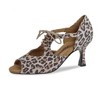 Diamant Donna Scarpe da Ballo 190-087-329-V - Pelle Scamosciata Leopardo - 6,5 cm Flare - VarioSpin Unico - Misura: UK 6