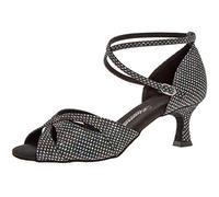 Diamant Donne Scarpe da Ballo 141-077-183 - Tessuto Nero-Argento - 5 cm Flare - Misura: UK 7