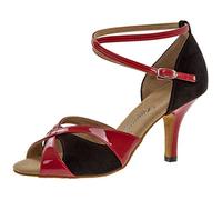 Diamant141-058-400 - Zapatillas de Baila Moderno y Jazz Mujer, Mehrfarbig (Negro/Rojo), 34 2/3