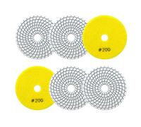 Diamantato Tamponi di Lucidatura Bagnato - 100mm 6pezzi Grana 200 Dischi per Lucidatura per Granito Marmo Pietra Artificiale Quarzo per Smerigliatrice Angolare SANLEETEK