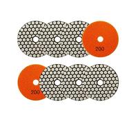 Diamantato Tamponi di Lucidatura Secco - 100mm 8pezzi Grana 200 Dischi per Lucidatura per Granito Marmo Pietra Artificiale Quarzo per Smerigliatrice Angolare SANLEETEK