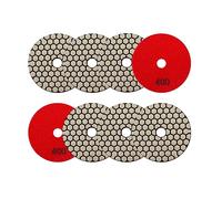 Diamantato Tamponi di Lucidatura Secco - 100mm 8pezzi Grana 400 Dischi per Lucidatura per Granito Marmo Pietra Artificiale Quarzo per Smerigliatrice Angolare SANLEETEK