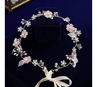 Diamante copricapo coreano fiore rosa fascia da sposa con nastro fascia da sposa cristallo sera accessori per capelli da sposa accessori per capelli da sposa fatti a mano