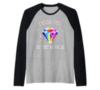 Diamante Grezzo - Design con Gemme Colorate ispiratrici Maglia con Maniche Raglan