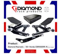 Diamante - Honda CBR1000RR-R - Set Posteriore Pedana Kit - 2020 Modelli (Nero/