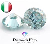 Diamante Moissanite 2ct 8mm Light Blue certificato GRA round diamond