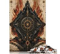Diamante nero geometrico Puzzle in Legno 300 Pezzi, Arte geometrica moderna