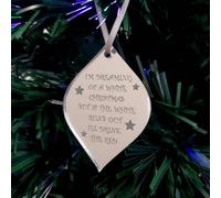 Diamante Pallina " Bianco Natale " Incisione Albero di Decorazioni Specchio