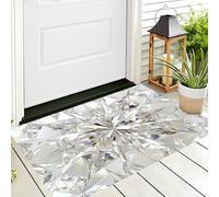 Diamante Simmetrico Zerbini Per Interni,Tappeto Ingresso Zerbino Morbidi Geometria Lussuosa Per Interni Cucina Porta Anteriore Posteriore Animali Domestici E Cani,40X60Cm Bianco Argenteo