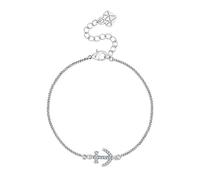 Diamante Stile Ancora Bracciale Placcato Rodio Catenina Argento 21 Cristalli