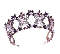 Diamante Tiara Bronzo Nero Viola Perle di Cristallo Rotondo Nuziale Tiara Corona Strass Diadema Sposa Cerchietti Accessori per Capelli da Sposa