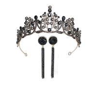 Diamante tiara da sposa nere corona tiara matrimonio compleanno corona tiara rhinestone accessori per capelli di lusso vintage per ragazze