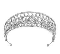 Diamante Tiara Lusso Zircone Cubico Corona Foglia di Cristallo Tiara Nuziale Corone Strass Concorso Diadema Sposa Fascia Accessori Per Capelli Da Sposa