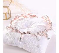 Diamante tiara oro rosa, corona di cristalli, accessori per capelli da sposa, matrimonio, strass, foglia a goccia, corona, tiara anteriore, ornamento, accessori per capelli da sposa