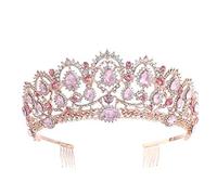 Diamante tiara rosa oro rosa oro rosa vintage gioielli di gioielli di cristallo perla e corona con pettine strass da sposa a fascia da sposa
