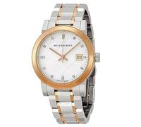 Diamanti 34mm Swiss Rose Gold 2 Tone Silver Date Dial Orologio da polso da donna in acciaio inossidabile BU9127, Argento, orologio
