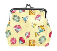 Diamanti colorati Sfondo giallo Portamonete Kiss Lock Borsa per il cambio Borsa per bigiotteria vintage
