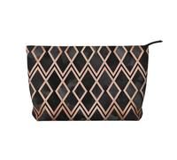 Diamanti Geo Rame e Nero, Borsa per cosmetici in velluto a coste Borsa per il trucco Borsa da viaggio portatile
