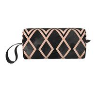 Diamanti Geo Rame E Nero, Borsa per il trucco Borsa per cosmetici Borsa da toilette da viaggio portatile Borsa per trucco Organizer