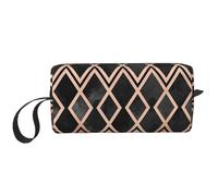Diamanti Geo Rame E Nero, Borsa per il trucco Borsa per cosmetici Borsa da toilette da viaggio portatile Borsa per trucco Organizer