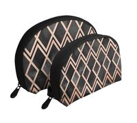 Diamanti Geo Rame E Nero, Borsa per trucco a conchiglia Portamonete da donna Borsa da toilette piccola Borsa per cosmetici 2 pezzi