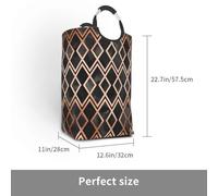 Diamanti Geo Rame e Nero, Cesto portabiancheria pieghevole, Grande contenitore portaoggetti resistente con manici, 50 litri
