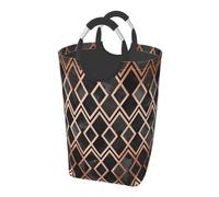 Diamanti Geo Rame e Nero, Cesto portabiancheria pieghevole, Grande contenitore portaoggetti resistente con manici, 50 litri