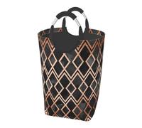 Diamanti Geo Rame e Nero, Cesto portabiancheria pieghevole, Grande contenitore portaoggetti resistente con manici, 50 litri