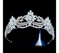 Diamanti tiara di lussuoso zircone cubico corona di cristalli di cristalli corona di rinestone balli