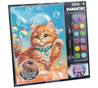 DIAMANTINY Level Up - Cuccioli - Creative Art, Kit Crea Il Mosaico con i Numeri, Gatto Rosso