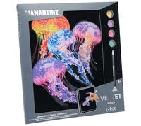 Diamantiny Level Up - Jelly Fishes - Quadro Meduse con Sfondo di Velluto
