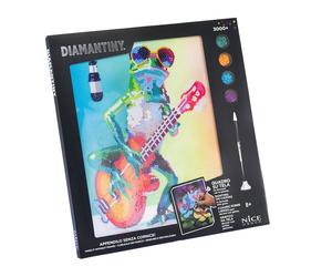 Diamantiny Rana con Chitarra Quadro su Tela con Numeri 32x30x2 cm