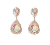DIAMANTIO Orecchini a goccia iridescenti con zirconia cubica e cristallo - Orecchini pendenti glamour con strass per donne, gioielli scintillanti per matrimoni e feste