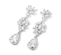 DIAMANTIO Orecchini da sposa a goccia eleganti pendenti con zirconia cubica AAAAA placcati oro 18 K con strass per spose, matrimoni, damigelle d'onore, balli studenteschi, con cristalli, Zirconia