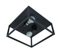 diamantlux Plafoniera Industriale Vintage, Lampada da Soffitto per Cucina Soggiorno Camera, 35x35x16 cm, Nero, Metallo, Stile Vintage, E27 2x60W, Uso Interno