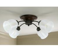 diamantlux Plafoniera Rustica, Illuminazione per Interni, 60cm Diametro x 20cm Altezza, Marrone e Oro, Legno e Metallo, Stile Country Chic, 4 Portalampade E14