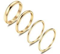 Diamday 14K 4 Pezzi Set di Anelli Sottili Knuckle Stacking Rings Anello Semplice da Donna Anelli Midi Band Impilabili alla Moda Femminile Comfort Fit Dimensione 22