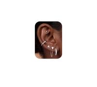 Diamday 5/7 Paia Orecchini Donna Argento Oro Set Orecchini Acciaio Chirurgico Piercing Orecchio Anallergici Orecchini Cerchio Argento Piccoli Orecchino Donna Piercing Helix Trago Conch