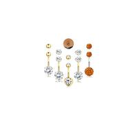 Diamday 5 Pezzi Piercing Ombelico Acciaio Chirurgico, Piercing Ombelico Oro argento, 14G CZ Cuore Farfalla Navel Piercing 5 pezzi di Sfere per Belly Piercing