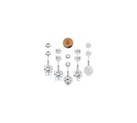 Diamday 5 Pezzi Piercing Ombelico Acciaio Chirurgico, Piercing Ombelico Oro argento, 14G CZ Cuore Farfalla Navel Piercing 5 pezzi di Sfere per Belly Piercing